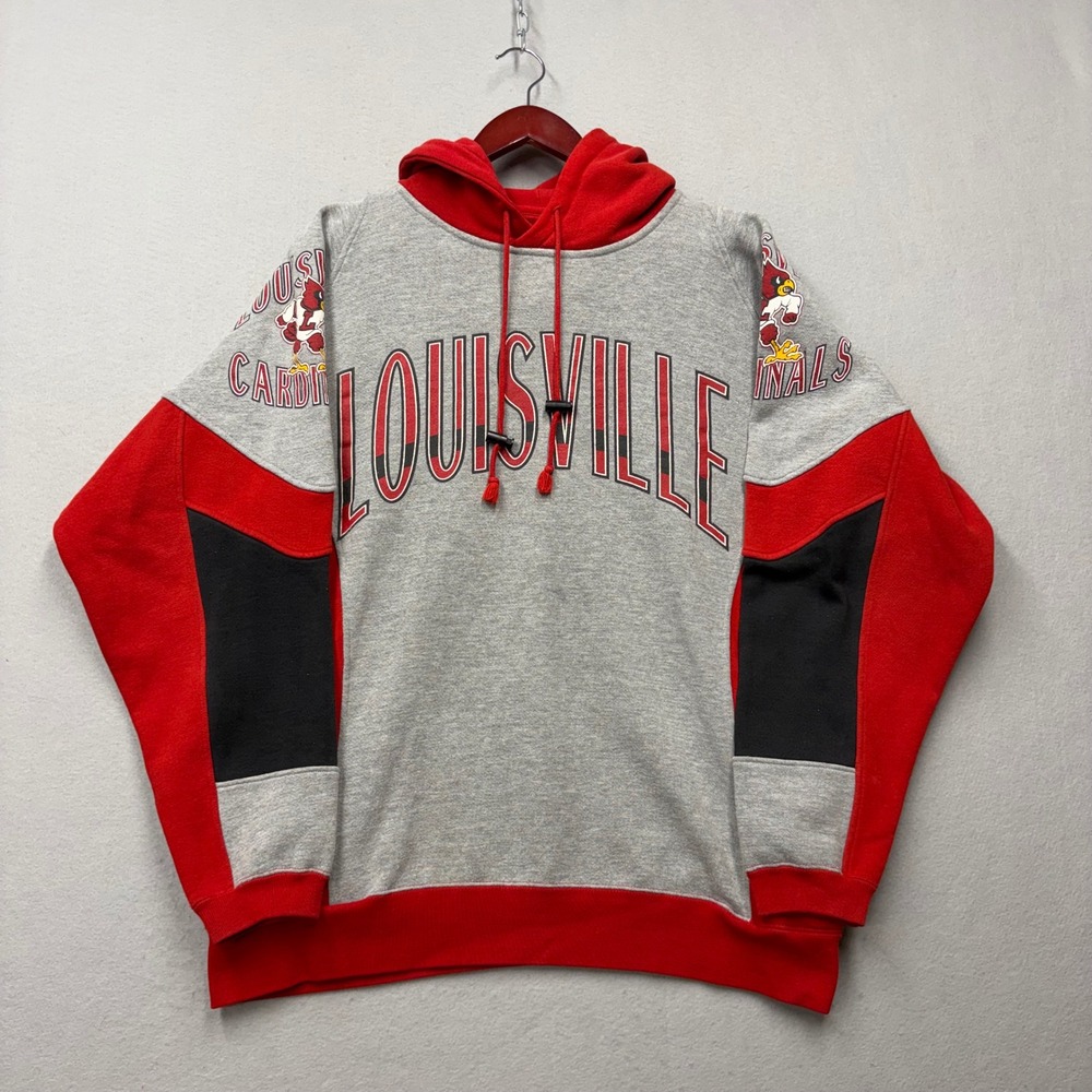 Galt Sand Hoodie Mens Medium Gray Louisville Cardinals Vintage 90s Colorblock